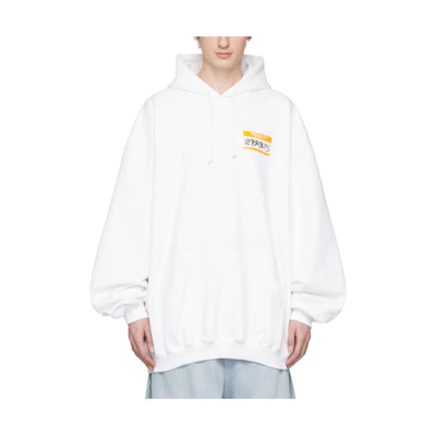 Vetements Letter Print Loose-Fit Drawstring Hoodie White UE54HD340W-WHITE