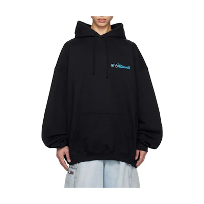 Vetements Letter Print Oversized Hoodie Men’s Black 232669M202015