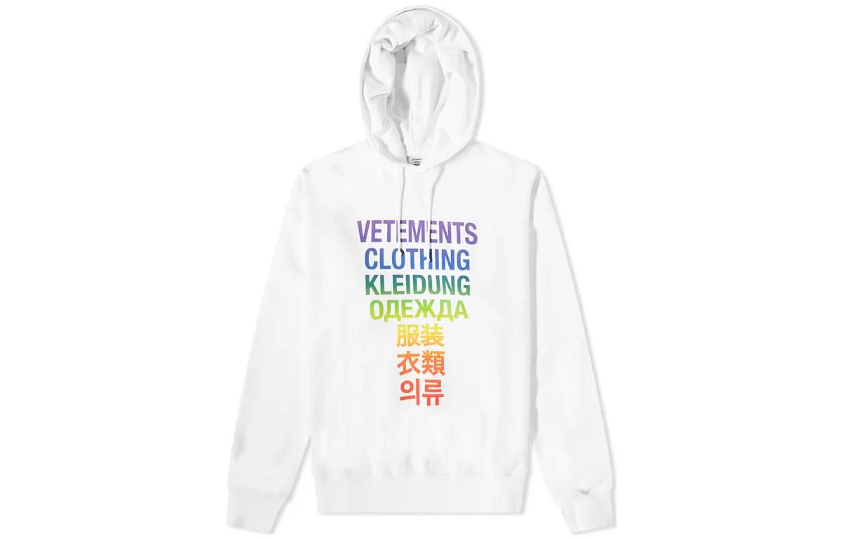Vetements Letter Print White Hoodie Long Sleeve Sweatshirt UE63HD101Z