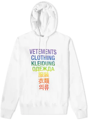 Vetements Letter Print White Hoodie Long Sleeve Sweatshirt UE63HD101Z Buy Vetements Letter Print White Hoodie Long Sleeve Sweatshirt UE63HD101Z