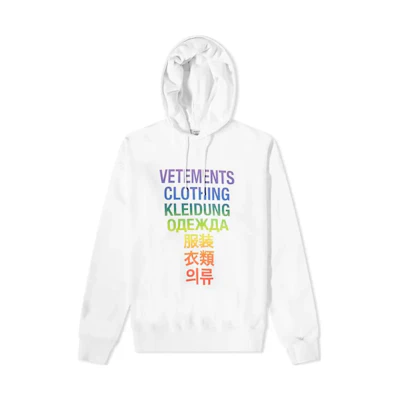 Vetements Letter Print White Hoodie Long Sleeve Sweatshirt UE63HD101Z