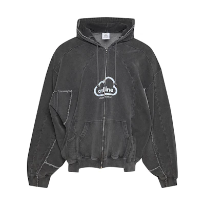 Vetements Letter Print Zip-Up Hoodie Jacket Unisex - Gray UE63HD280B-BLAC