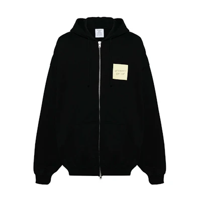 Vetements Logo Appliqué Zip-Up Hoodie Black UE64HD140B