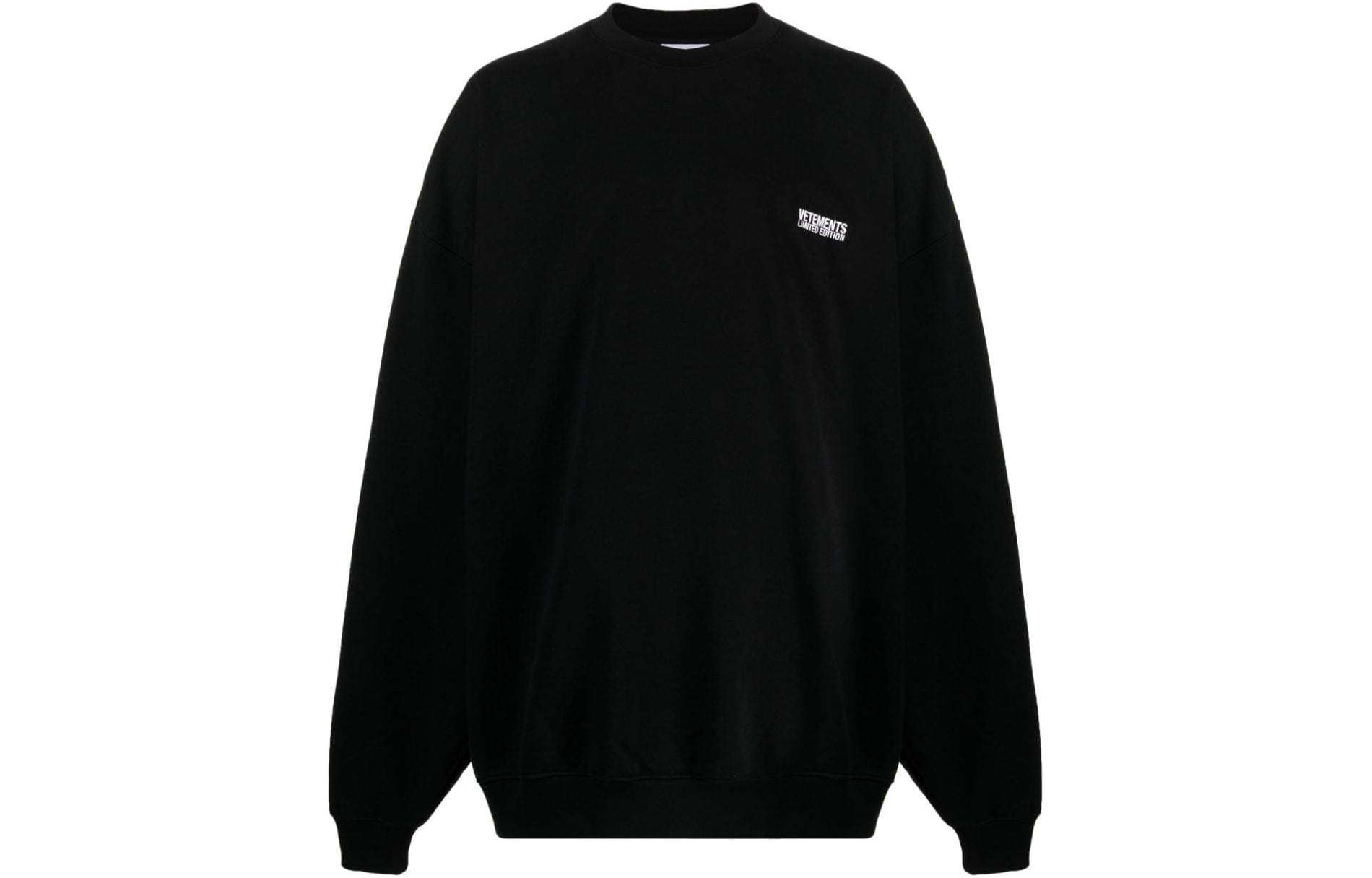 Vetements Logo Embroidered Crewneck Sweatshirt Black  Casual Wear UE64CW100B