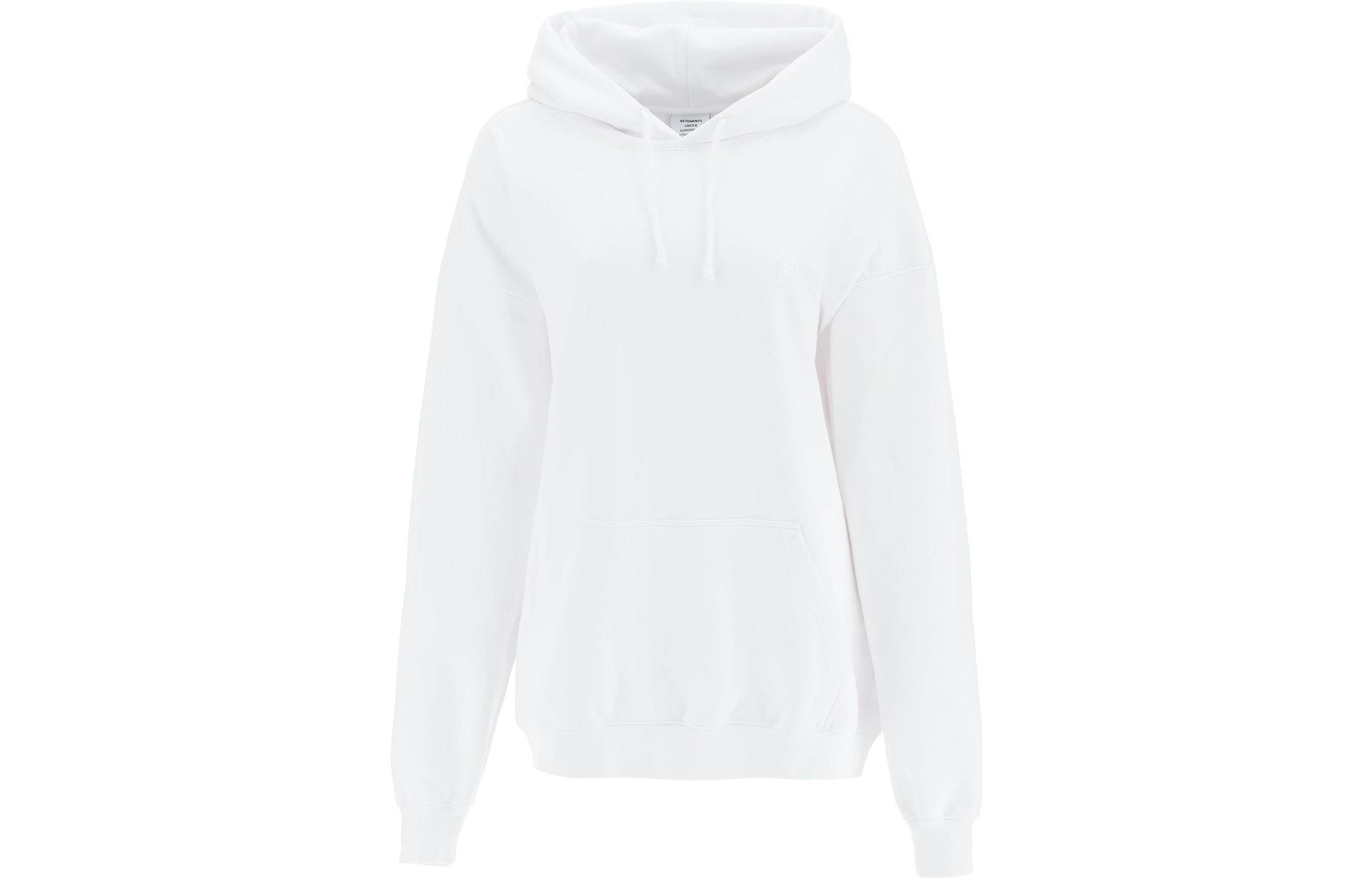 Vetements Logo Embroidered Hoodie Unisex White Long Sleeve UA53HD260W-1606