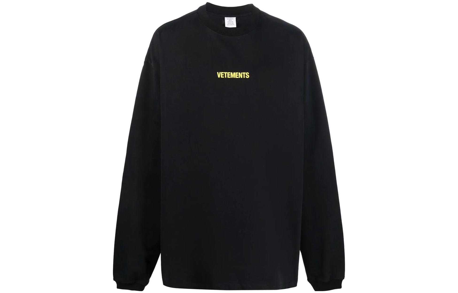 Vetements Logo Label Crewneck Pullover Sweatshirt Unisex Black UE52TR280XBLACK
