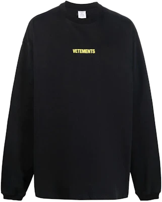 Vetements Logo Label Crewneck Pullover Sweatshirt Unisex Black UE52TR280XBLACK Buy Vetements Logo Label Crewneck Pullover Sweatshirt Unisex Black UE52TR280XBLACK