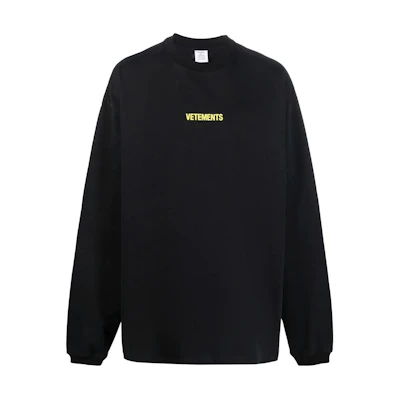 Vetements Logo Label Crewneck Pullover Sweatshirt Unisex Black UE52TR280XBLACK
