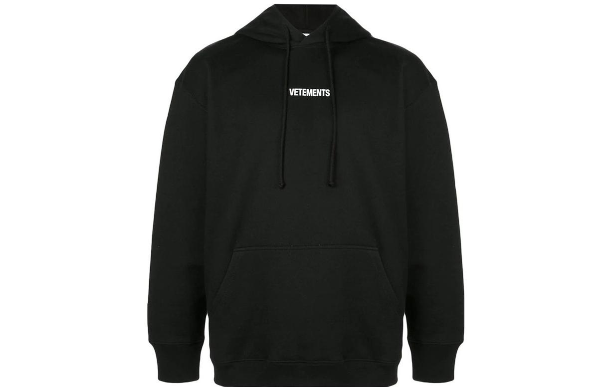 Vetements Logo Letter Graphic Hoodie Black UAH20TR725-BLACK