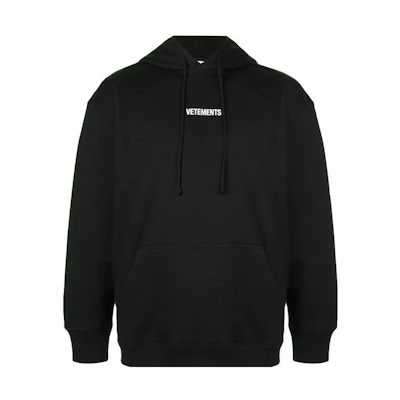 Vetements Logo Letter Graphic Hoodie Black UAH20TR725-BLACK