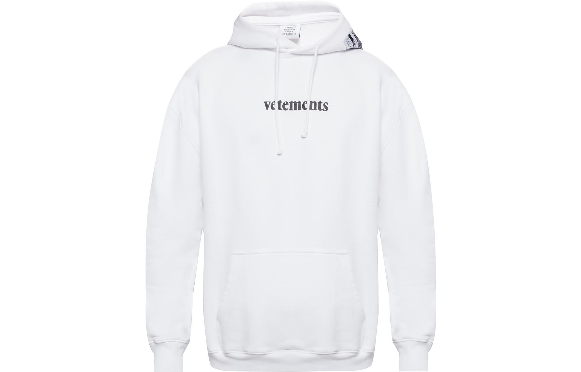 Order Hoodie Putih Vetements Logo Patch Fesyen. SS20TR311-WHITE