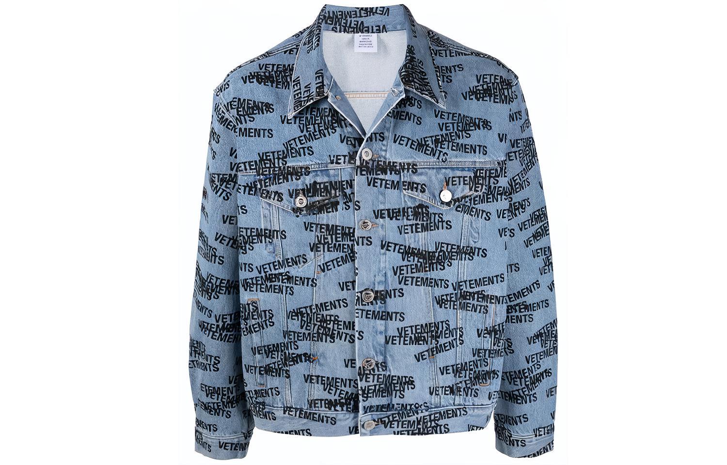 Vetements Logo Print Denim Jacket Unisex Blue. UE52JA180N-LIGHT