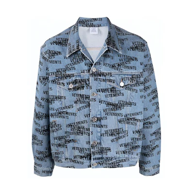Vetements Logo Print Denim Jacket Unisex Blue. UE52JA180N-LIGHT