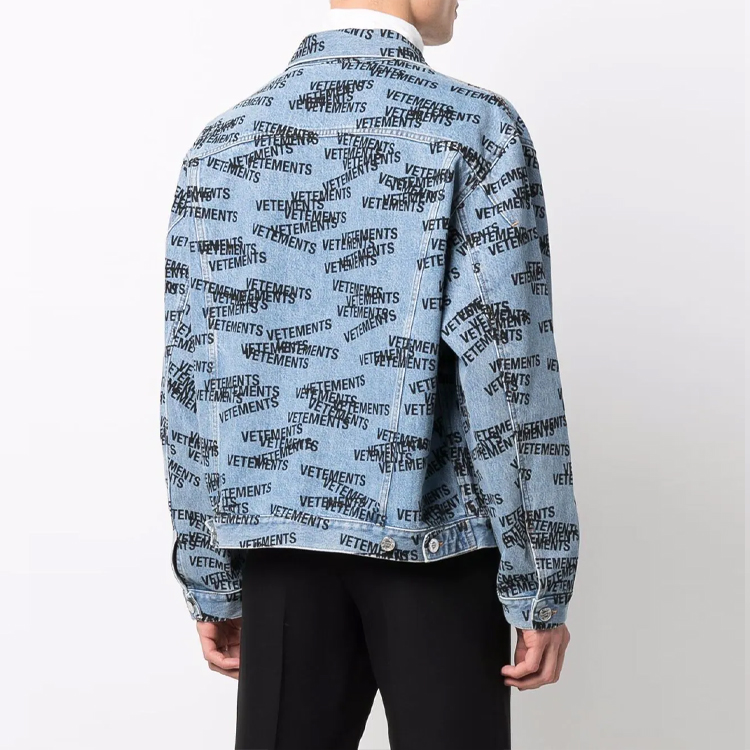 Purchase ヴェトモン ロゴプリント デニムジャケット ユニセックス ブルー UE52JA180N-LIGHT