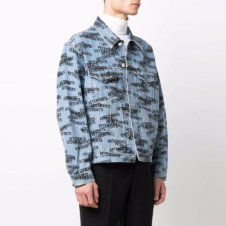 Details for ヴェトモン ロゴプリント デニムジャケット ユニセックス ブルー UE52JA180N-LIGHT