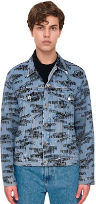 ヴェトモン ロゴプリント デニムジャケット ユニセックス ブルー UE52JA180N-LIGHT 1