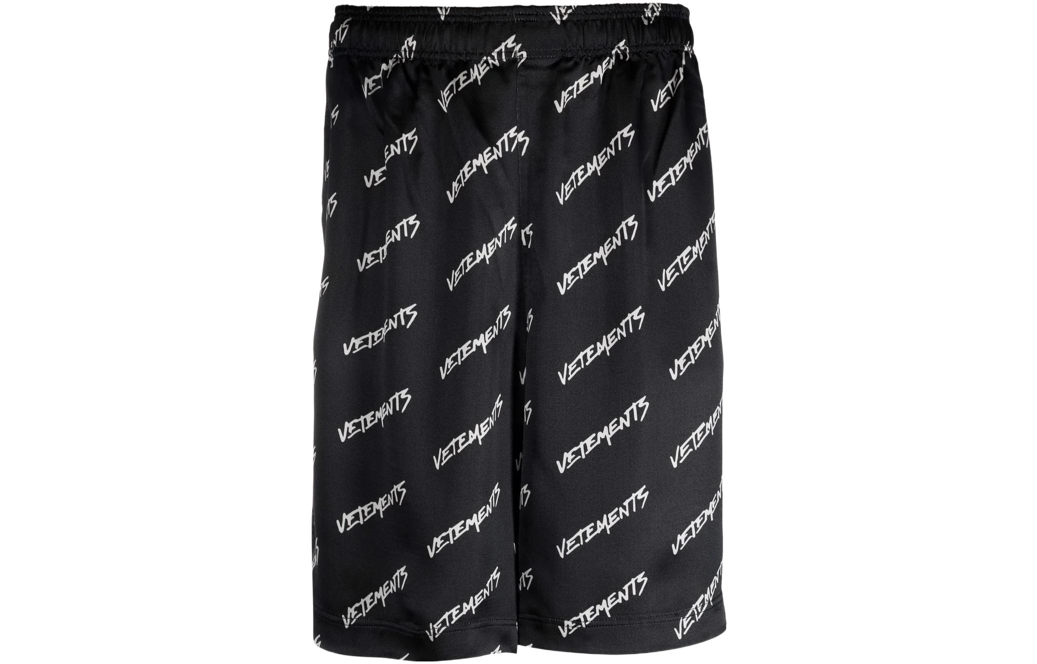 Vetements Logo Print Elastic Waist Shorts Unisex Black. UE52PA260W-2661