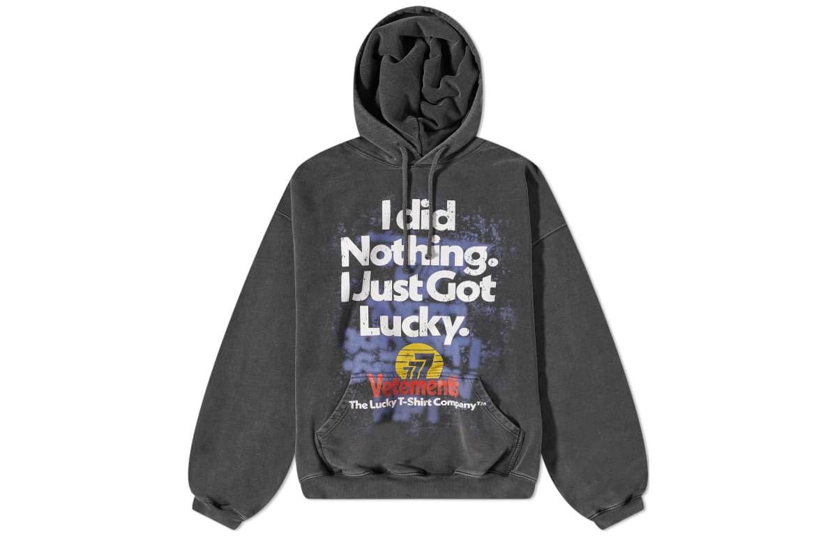 Vetements Logo Print Hoodie Pullover Long Sleeve Men’s Dark Grey UE54HD540B