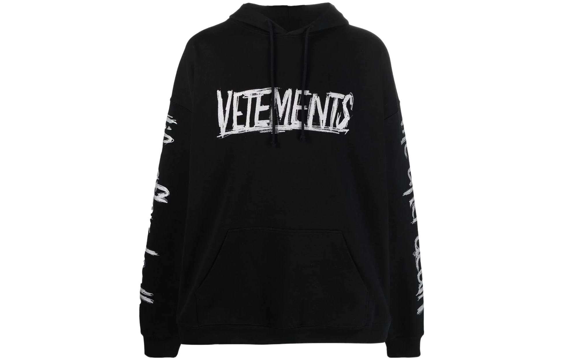 Vetements Logo Print Hoodie Unisex Black UE52TR470S1606