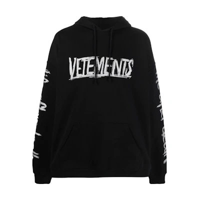 Vetements Logo Print Hoodie Unisex Black UE52TR470S1606