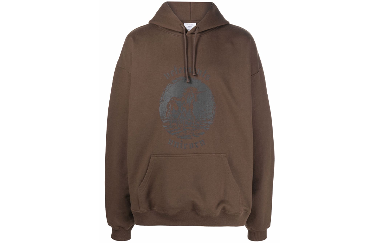 Vetements Logo Print Hoodie Unisex Brown UE52TR430C-BROWN