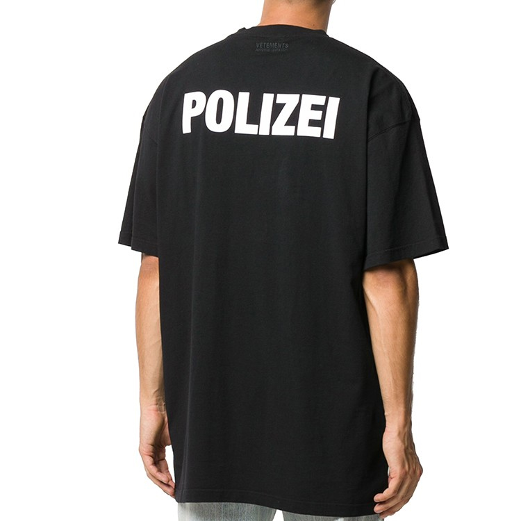 Cheap Vetements Logo Cetak Unisex Baju-T Hitam Lengan Pendek. UAH21TR511-black