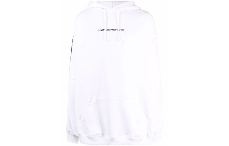 Vetements Logo Print White Unisex Hoodie UA52TR750W