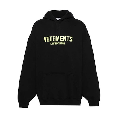 Vetements Logo Printed Hoodie Black UE64HD600X