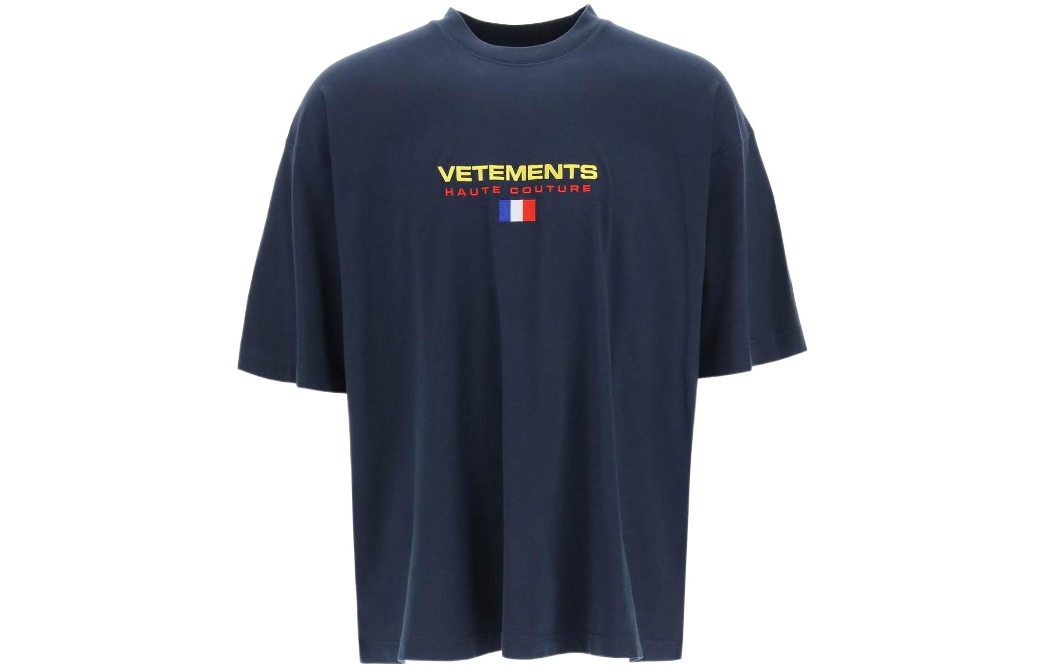 Order Vetements 深蓝色短袖标志印花T恤 时尚款式 UE52TR240N-1610