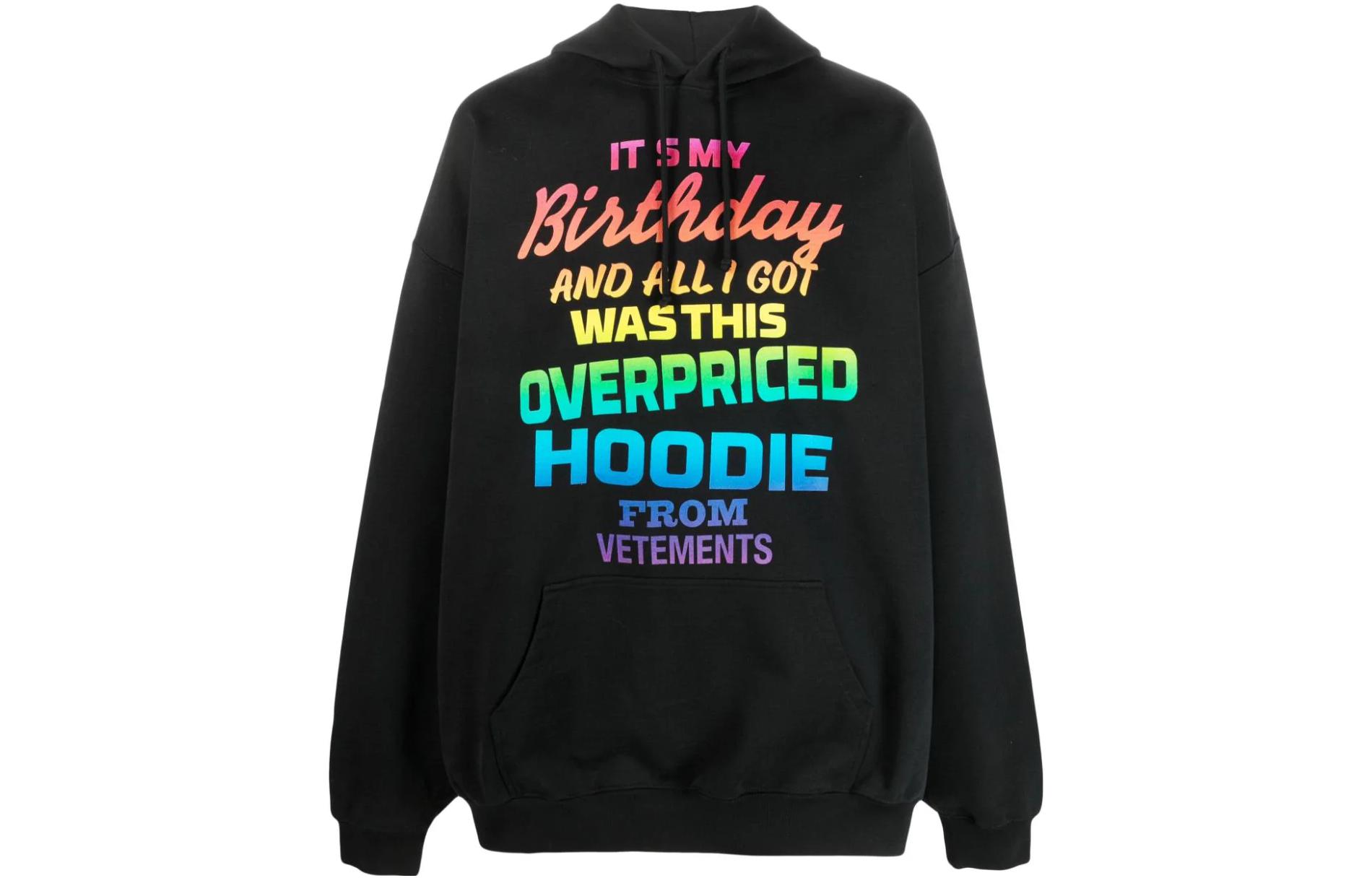 Vetements Logo Slim Fit Hoodie Black UE54HD280B-BLACK