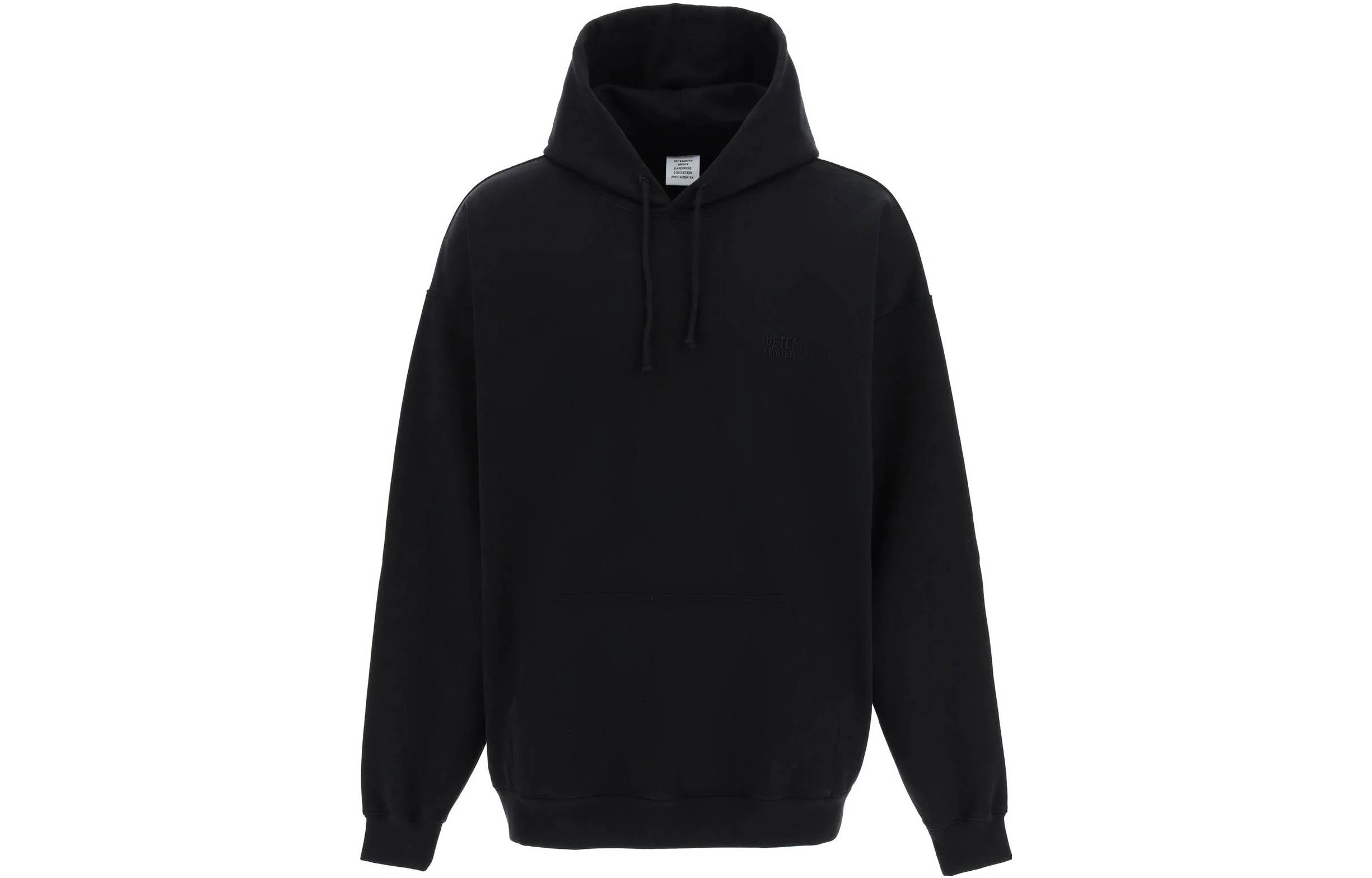Vetements Men’s Solid Color Hoodie Black UA53HD260BBLACK