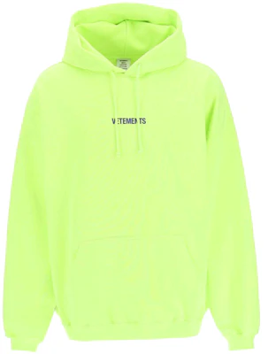 Vetements Neon Yellow Drawstring Hoodie Solid Color UE52TR380Y-1601 Buy Vetements Neon Yellow Drawstring Hoodie Solid Color UE52TR380Y-1601