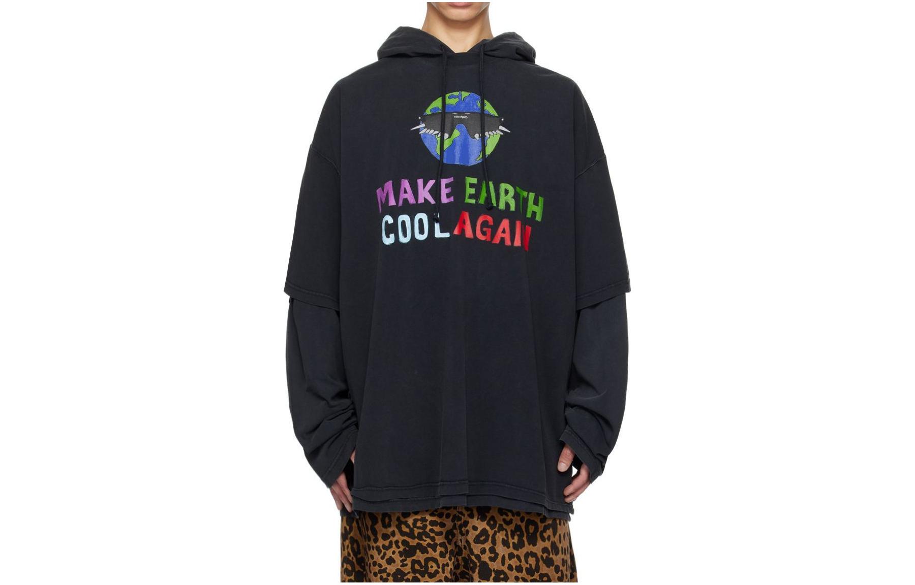 Vetements Oversized Black Hoodie Casual Knit Pullover Sweater 232669M202039