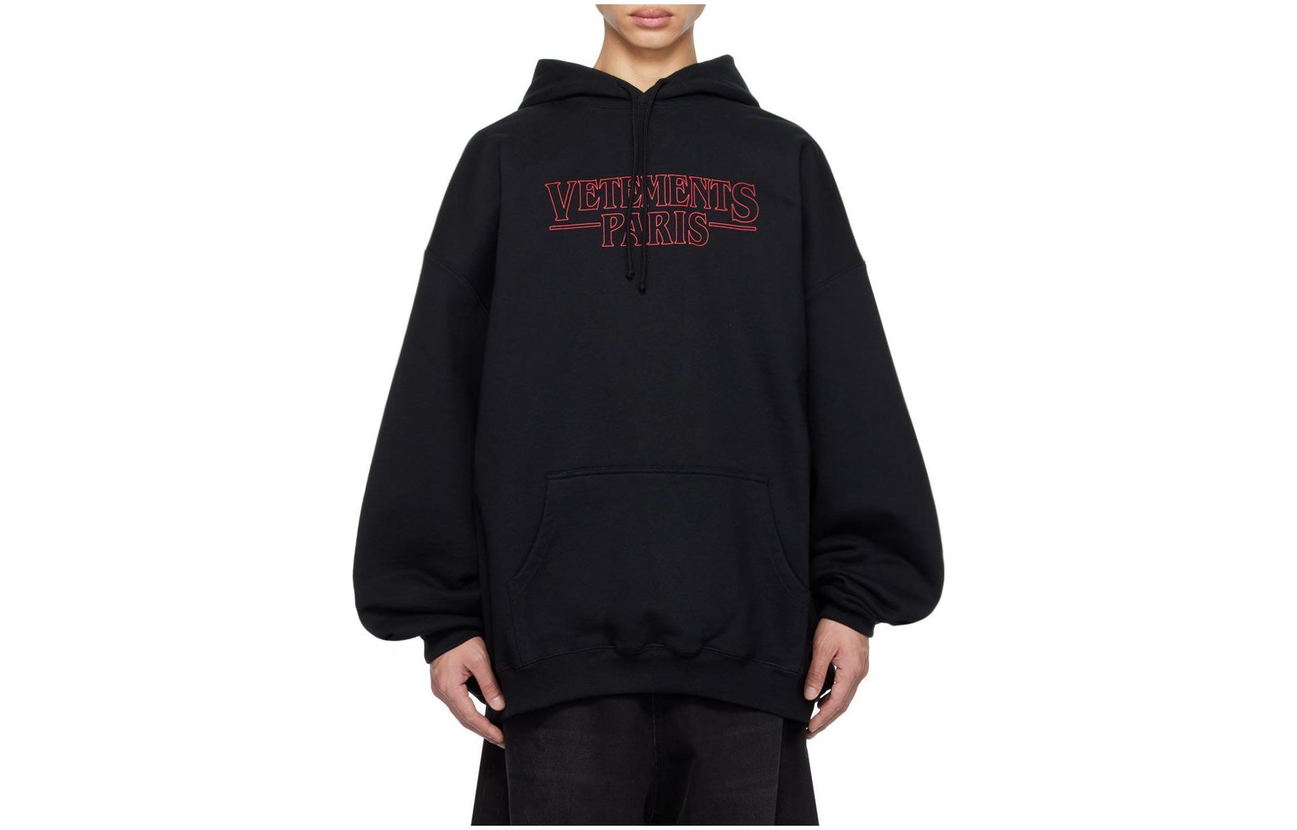 Vetements Oversized Black Printed Long Sleeve Sweatshirt Men Black 232669M202026
