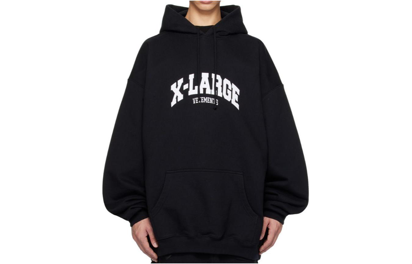 Vetements Oversized Letter Hoodie Black Long Sleeve Pullover UE54HD420B
