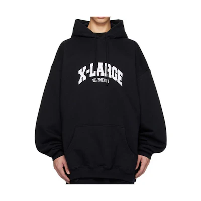 Vetements Oversized Letter Hoodie Black Long Sleeve Pullover UE54HD420B