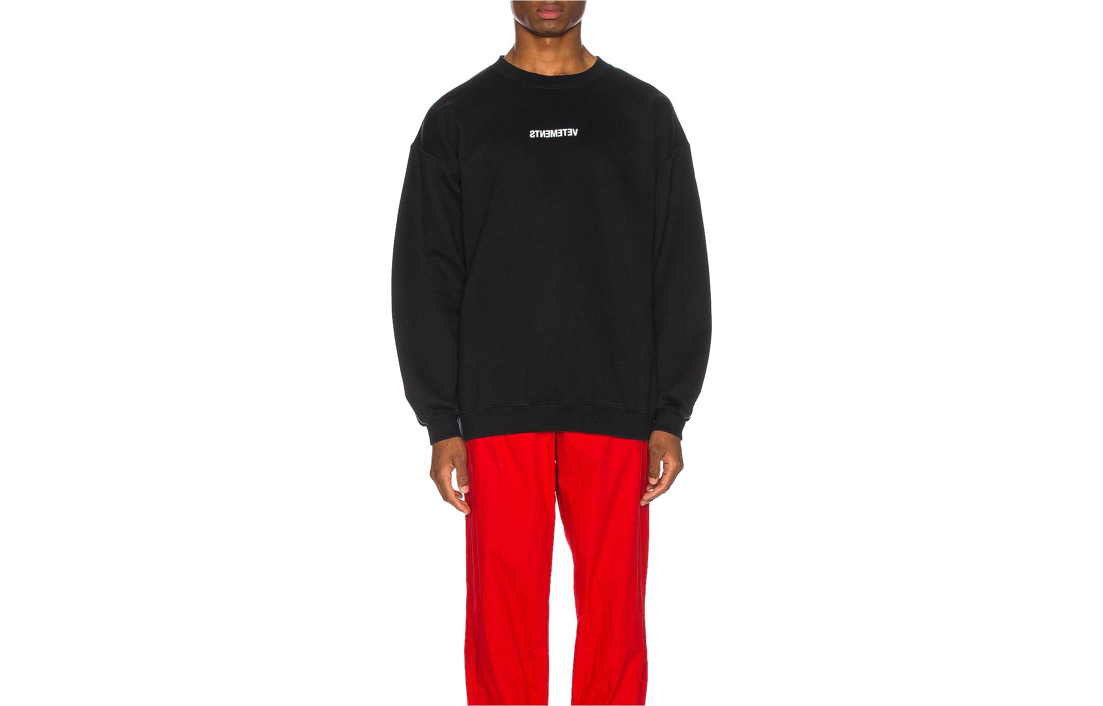 Vetements Oversized Letter Print Crewneck Sweatshirt Black UAH20TR728