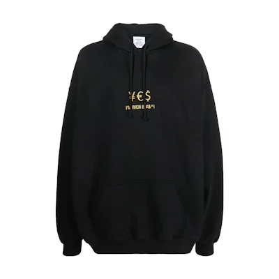 Vetements Oversized Solid Color Hoodie Unisex Black UE54HD620B