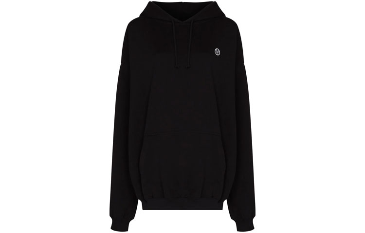 Vetements Oversized Solid Logo Tape Hoodie Black UE51TR700B-BLACK