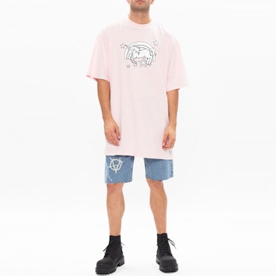 Vetements Pink Kartun Kasual Baju-T Lengan Pendek Lelaki. UE51TR390P-BABYPINK Lookbook Vetements Pink Kartun Kasual Baju-T Lengan Pendek Lelaki. UE51TR390P-BABYPINK