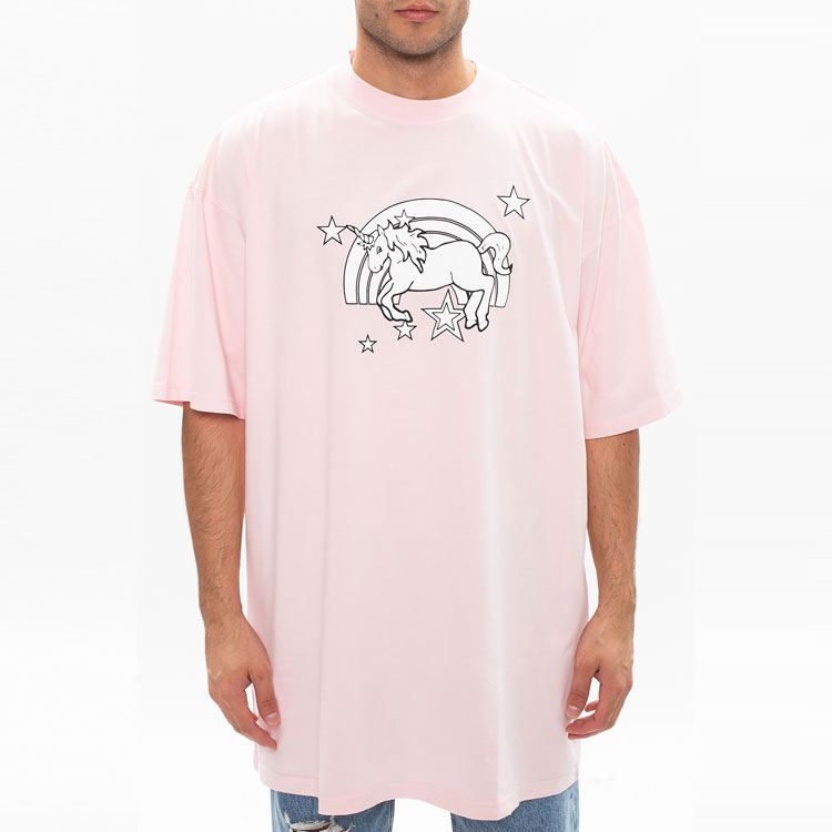 Shop Vetements Pink Kartun Kasual Baju-T Lengan Pendek Lelaki. UE51TR390P-BABYPINK