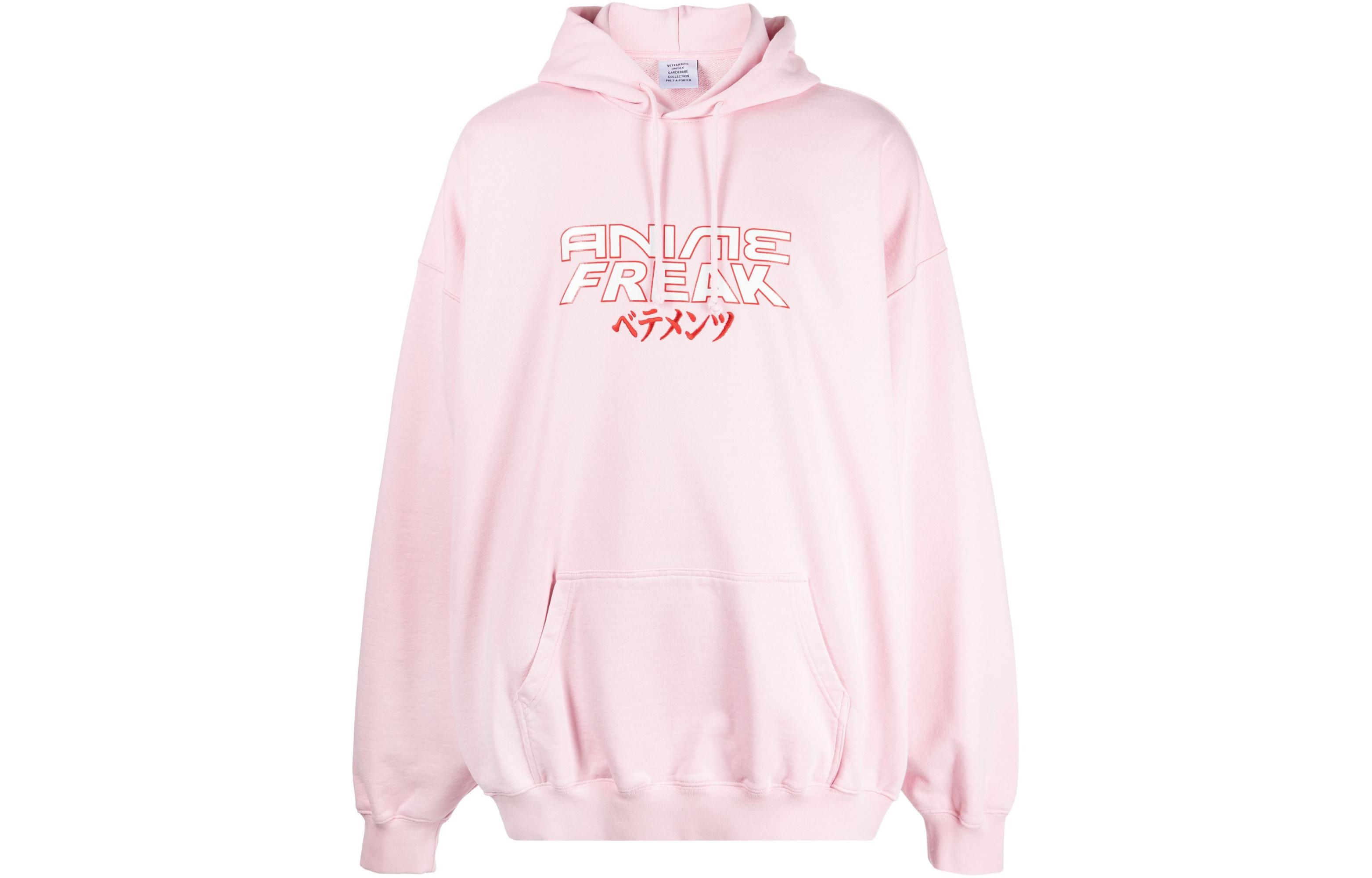 Vetements Pink Letter Print Oversized Hoodie for Men UE64HD180P