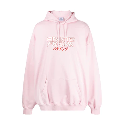 Vetements Pink Letter Print Oversized Hoodie for Men UE64HD180P