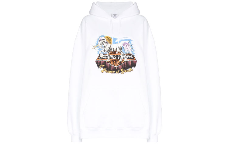 Vetements Printed Hoodie White UAH21TR635-WHITE