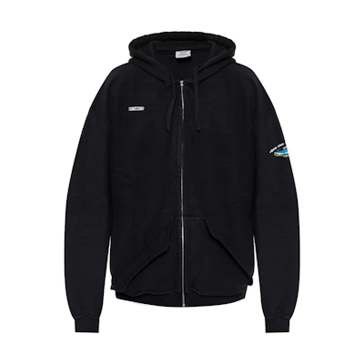 Vetements Pure Color Logo Zip-Up Hoodie Black MAH19TR213-BLACK