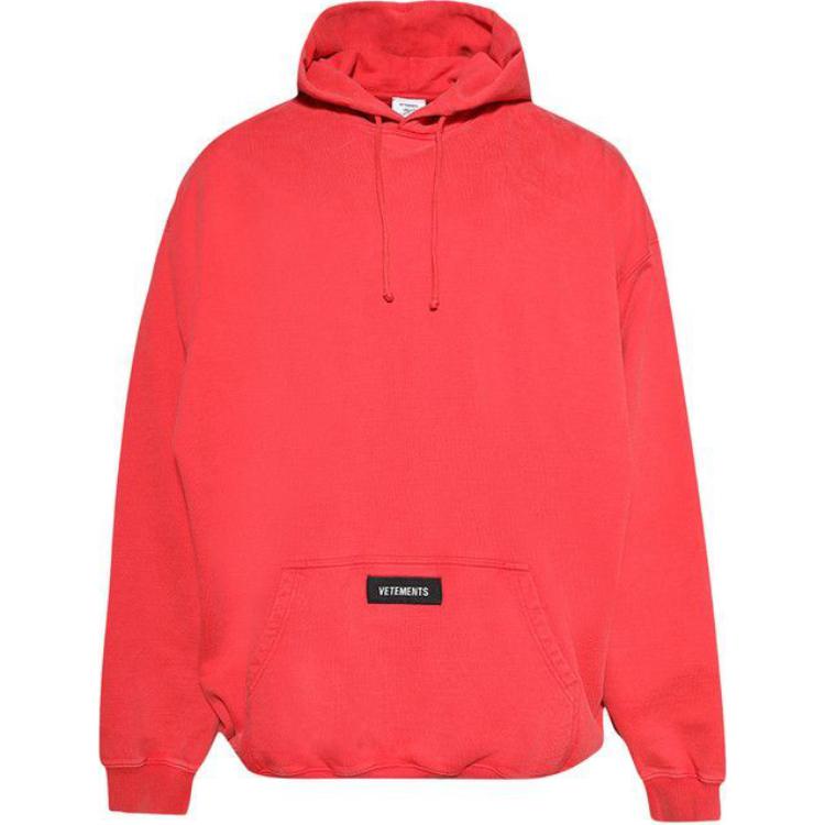 Vetements Red Logo Drawstring Hoodie Pullover UA65HD280R-RED