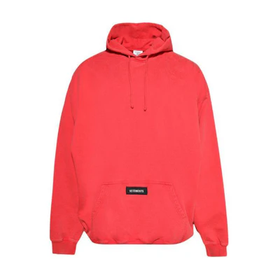 Vetements Red Logo Drawstring Hoodie Pullover UA65HD280R-RED