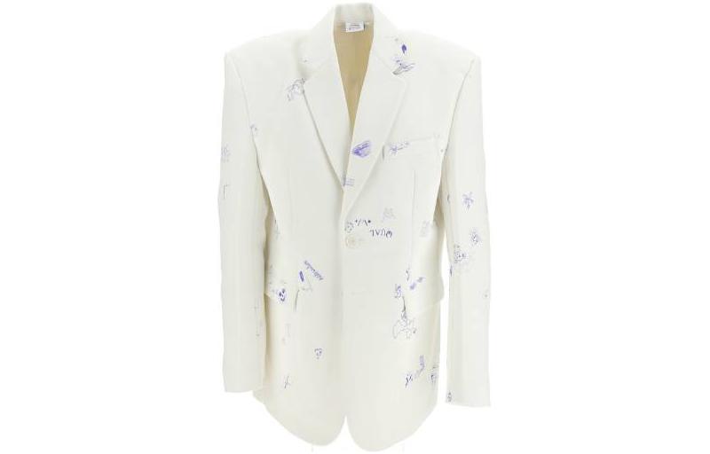 Vetements Relaxed Fit White Button-Up Letter Print Jacket UE54JA560W