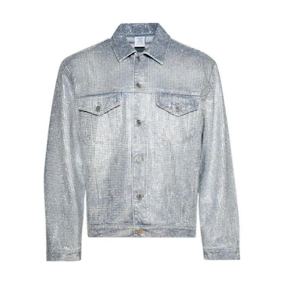 Vetements Silver Single-Breasted Collared Long-Sleeve Jacket UA66JA900L-LIGH