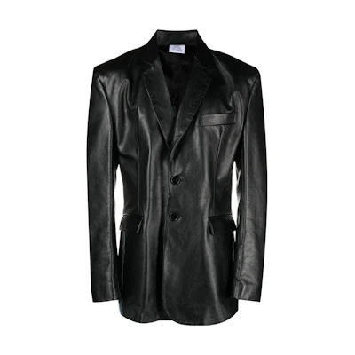 Vetements Single-Breasted Leather Blazer Jacket Unisex Black UE54JA460B